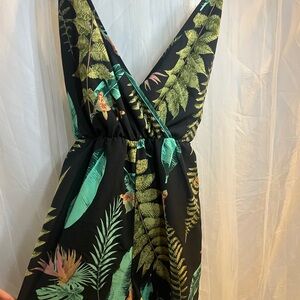 Black and Green Tropical Romper